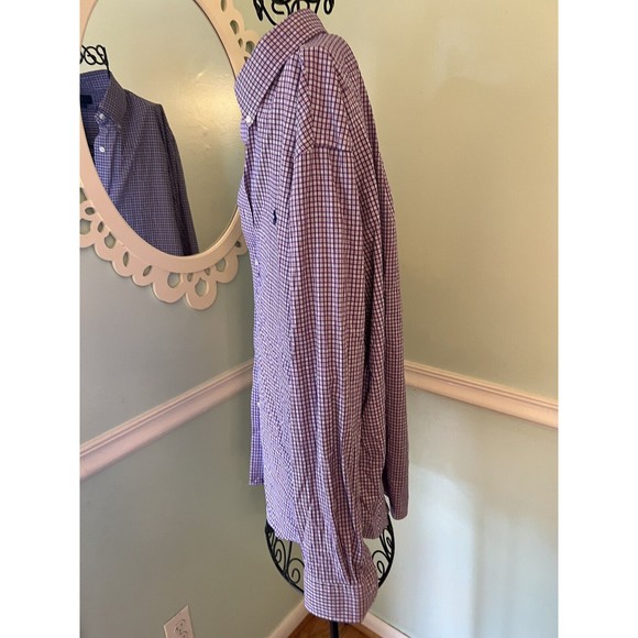 Ralph Lauren Polo PerformanceLong Sleeve Purple White Check Shirt size XL/TG - Picture 4 of 5